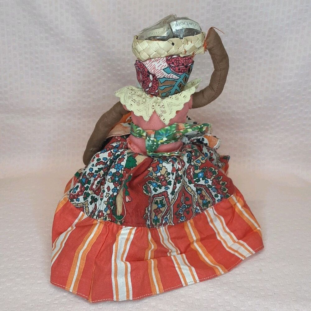 Vintage Handmade Doll 8 Inch African Folk Art Cloth Doll With Spices - Picture 4 of 6